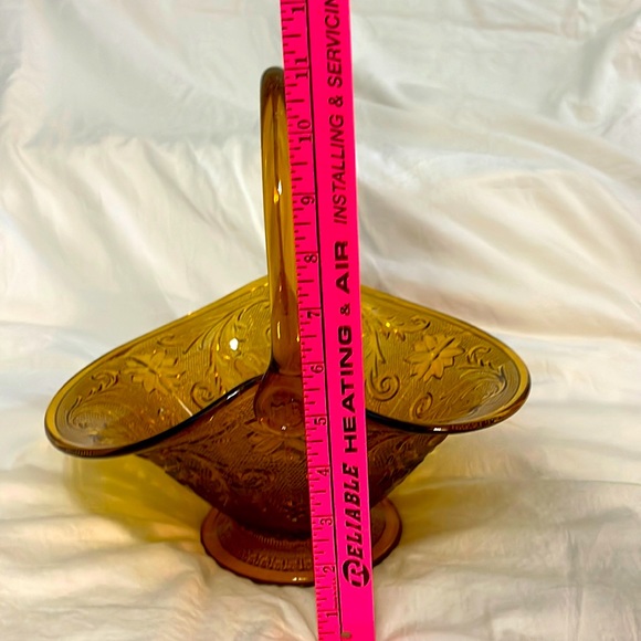 Vintage “MR” Indiana Sandwich Glass Amber Basket 11” Tiara Large - Picture 4 of 6